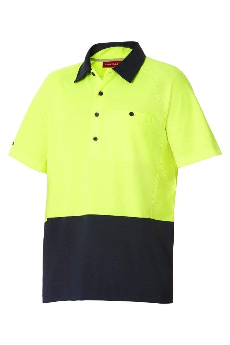 Hard Yakka Vented Polo Shirt Y11396 Work Wear Hard Yakka Lemon/Dark Navy XS 